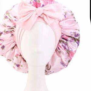 Floral Pink Hair Bonnet